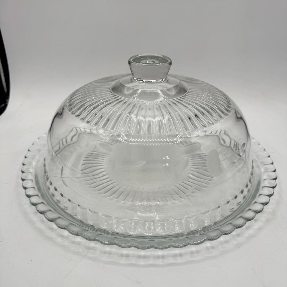 Elegant Princess House HERITAGE 12 3/4" Pastry Dome Etched Crystal Cake Plate